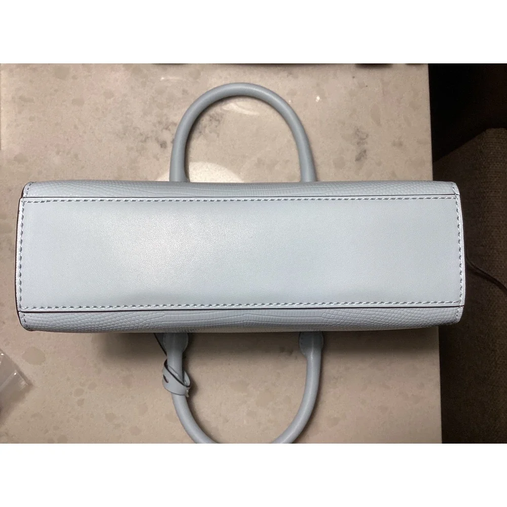 Michael Kors Sheila‎ Satchel Vista Blue Reptile Embossed Vegan Leather Small